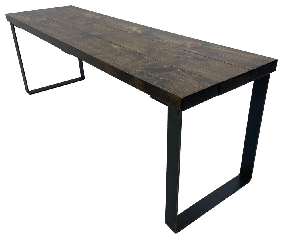 Bedroom or Entryway Bench, Heavy Duty Industrial Metal Legs, Dark Brown, Length 36", Fits Twin Bed