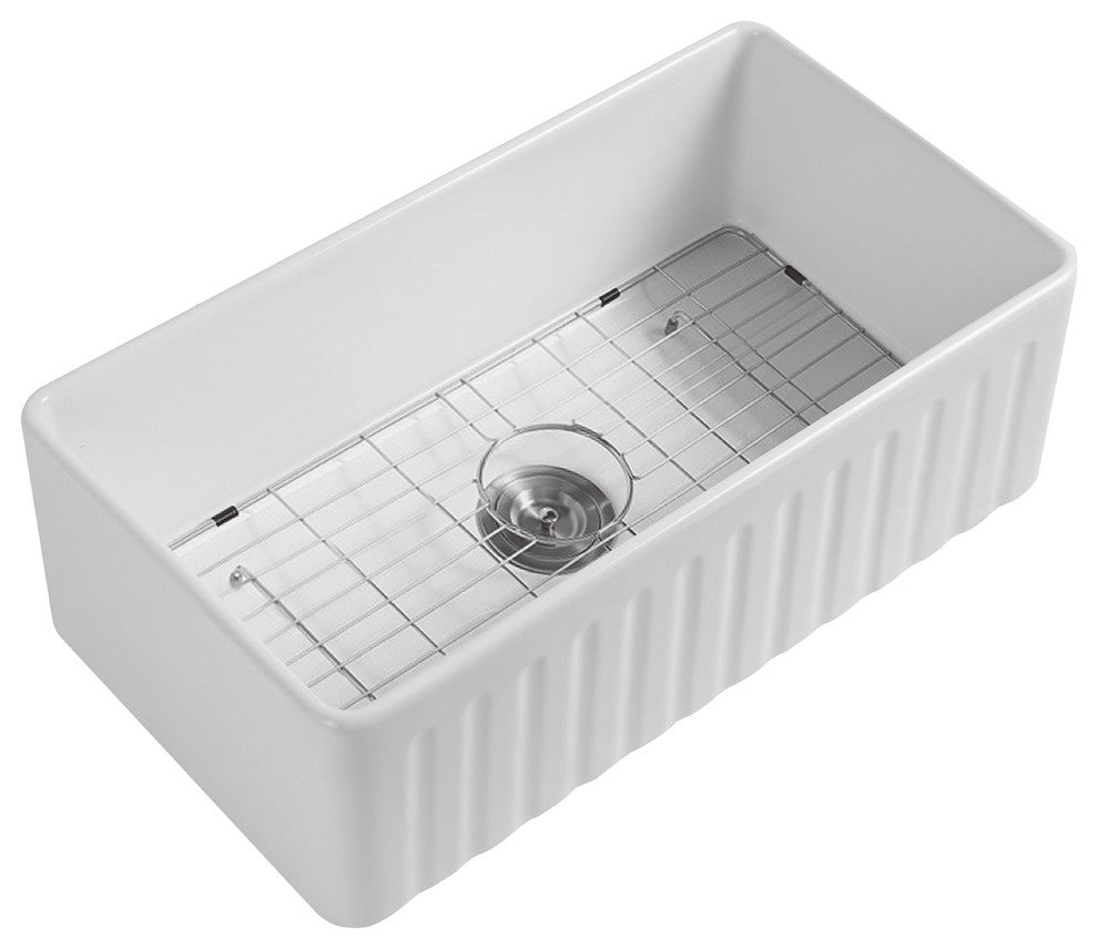 Orvieto Fireclay Farmhouse Kitchen Sink 33x18"