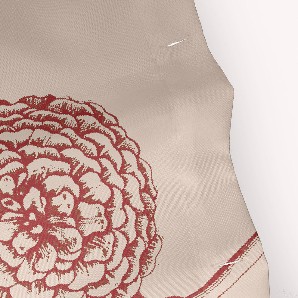 70"Wx73"L Antique Flowers Shower Curtain, Red