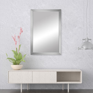 Meade Framed Wall Mirror, Brushed Chrome, 22"x30"