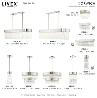 Livex Lighting Norwich 6 Light Brushed Nickel Linear Chandelier