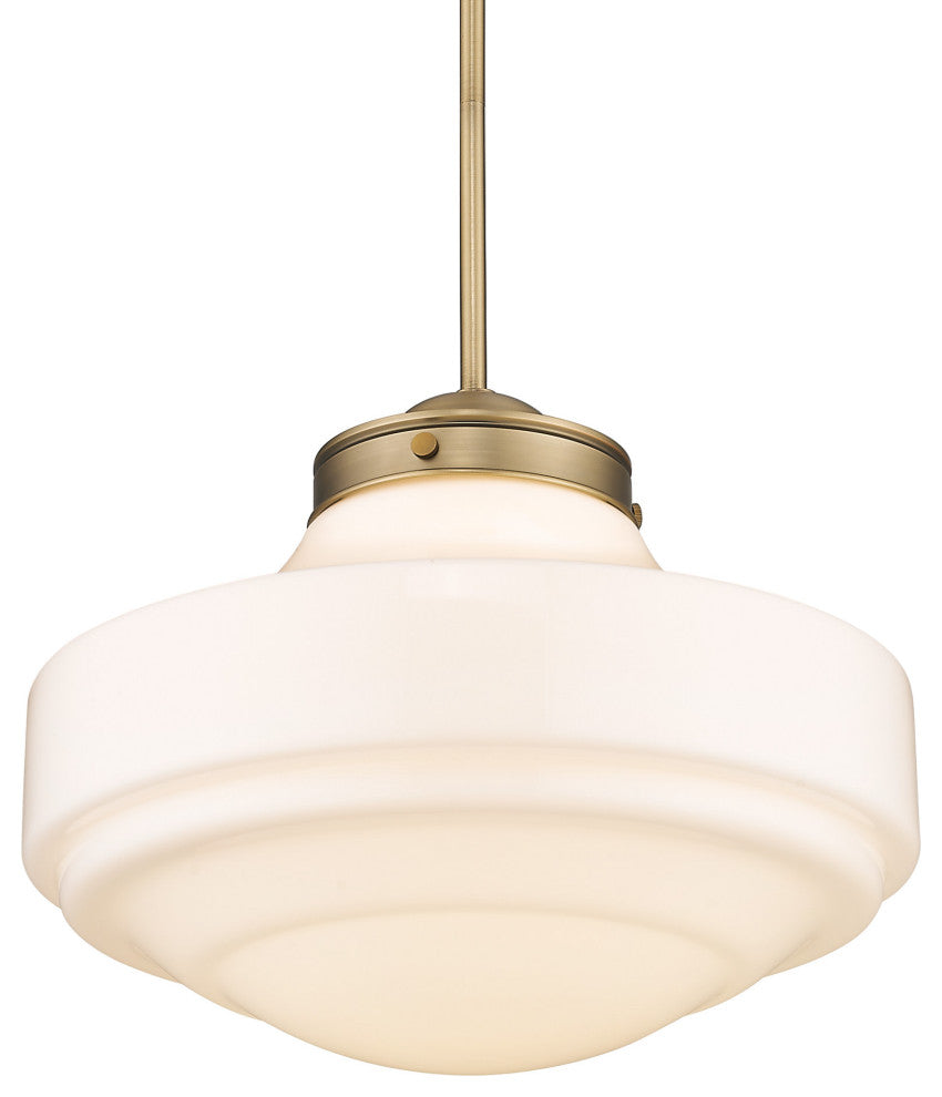 Golden Lighting 0508-L Ingalls 16"W Pendant - Modern Brass / Vintage Milk Glass