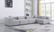 Cube Upholstered Modular Sectional, Gray, 5-Piece: 3 Armless Chair, 2 Corner Chair, Linen Texured Fabric
