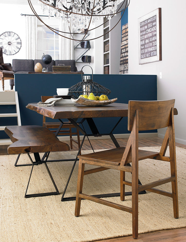 Nottingham 106-Inch Acacia Wood Live Edge Dining Table in Walnut Finish