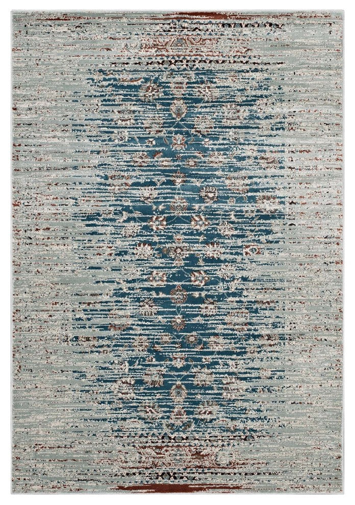 Hesper Distressed Contemporary Floral Lattice 5x8 Area Rug