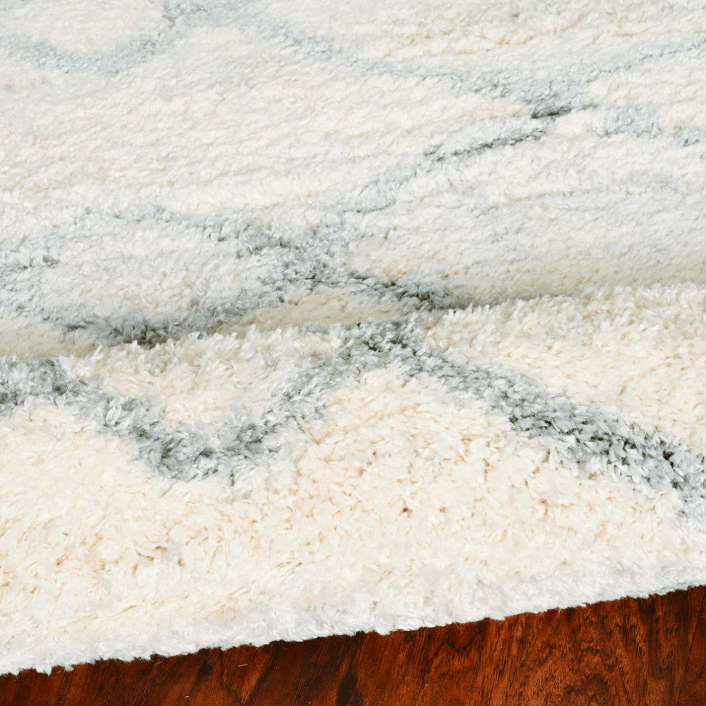 4'X6' Ivory Grey Machine Woven Chain Link Indoor Area Rug