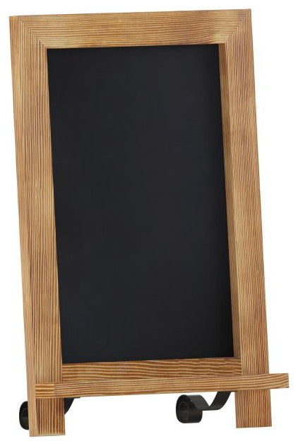 Canterbury Magnetic Chalkboard WithMetal Scrolled Legs, Hang or Countertop Board, Torched Brown