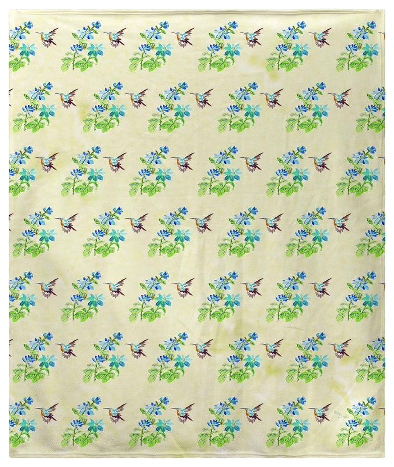 Aqua Hummingbird Tiled Throw