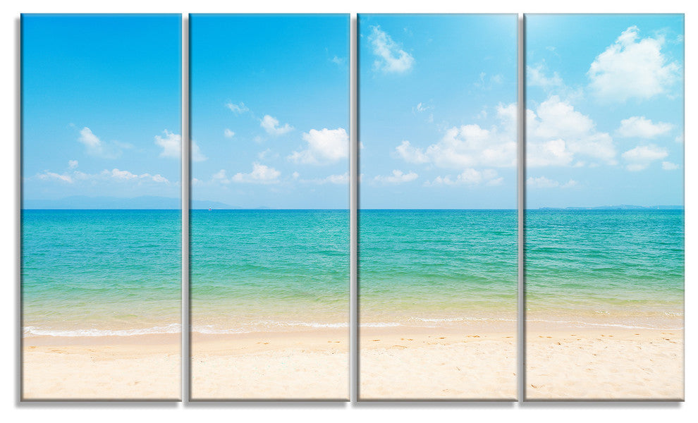 "Wide View of Tropical Beach" Seashore Canvas Photo Print, 4 Panels, 48"x28"