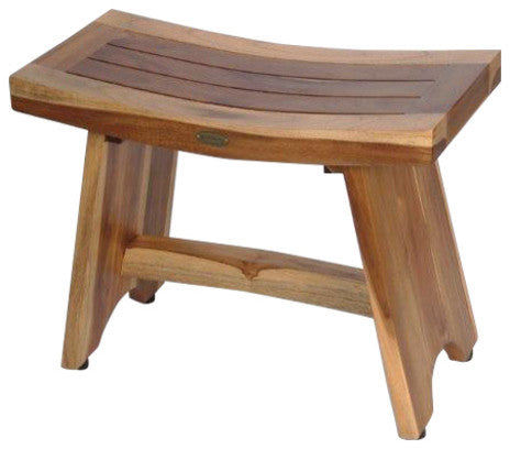 EcoDecors EarthyTeak Serenity Style Shower Bench, 24", Without Shelf