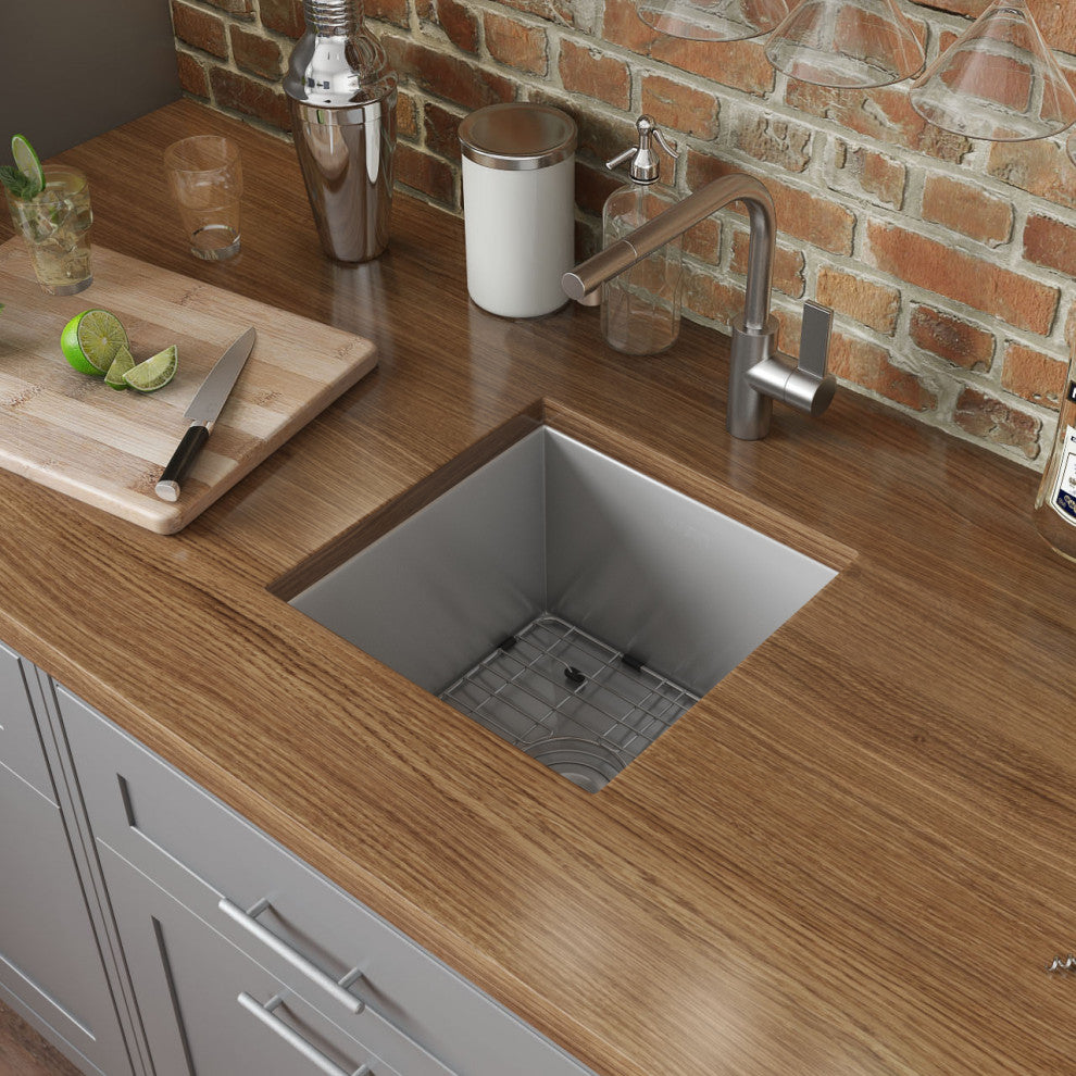 Ruvati RVH7113 13x15" 16 Gauge Zero Raduis Bar Prep Kitchen Sink