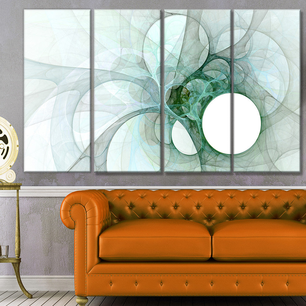 White Fractal Angel Wings, Abstract Wall Art Canvas, 48"x28", 4 Panels