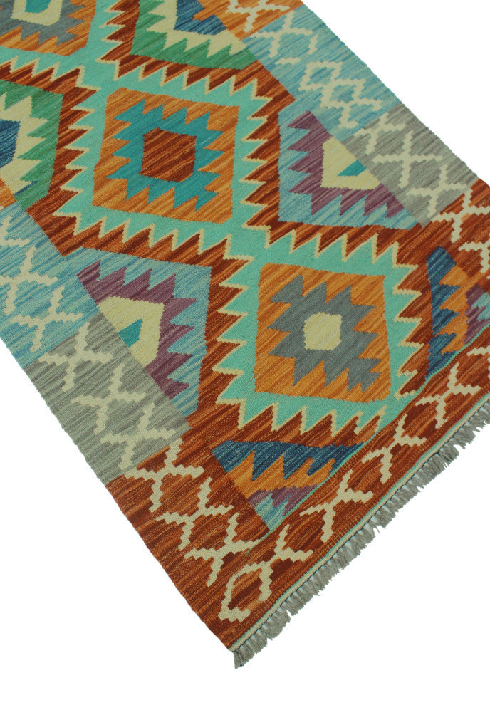 Sangat Kilim Art Gray/Rust Runner, 2'7x8'0