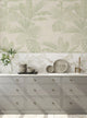 Oceanside Palm Leaves Vinyl Peel and Stick Mural, Green, 24"x108", Single