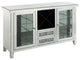Benzara BM251174 LED Wine Cabinet, Mirror Panel Framing/2 Glass Doors, Silver