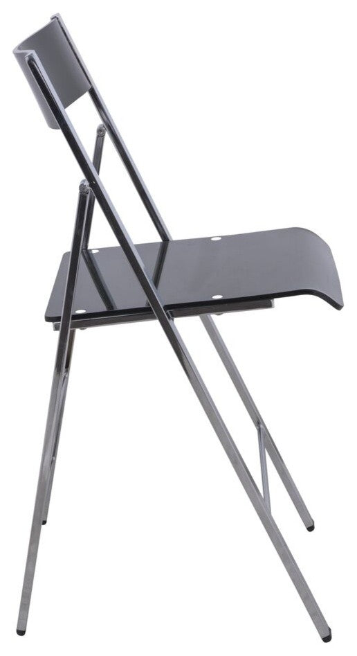 LeisureMod Menno Stackable Dining Folding Chair, Clear, Set of 2, Black