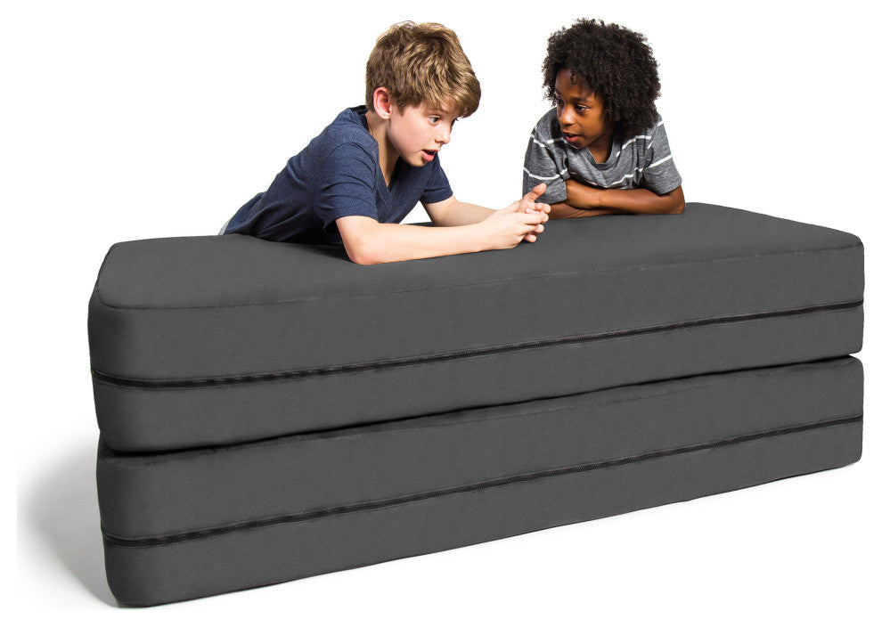 Zipline Big Kids Modular Sofa and Ottoman, Charcoal