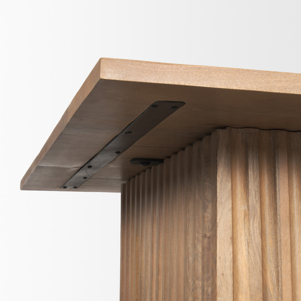 June Light Brown Wood With Fluting Square Coffee Table