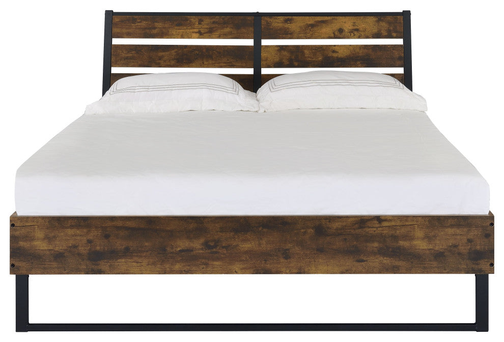 ACME Juvanth Eastern King Bed, Rustic Oak and Black