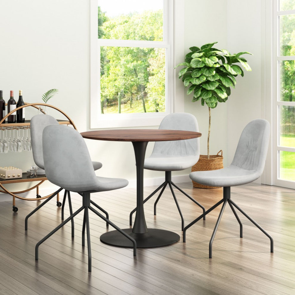 Set of 2 Wide Back Light Gray Velvet Dining or Side Chairs