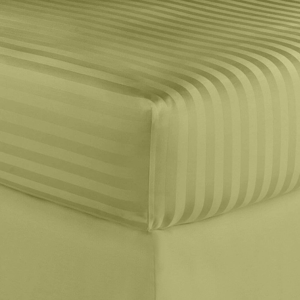 600 Thread Count 100% Cotton Stripe Sheet Set, Sage, California King