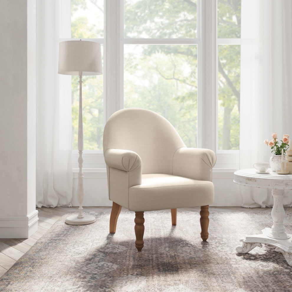 Rustic Manor Ronaldo Accent Chair Upholstered, Linen, Cream White