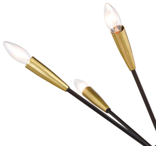 Ellis 25.25" 12 Light Pendant Matte Black and Satin Brass