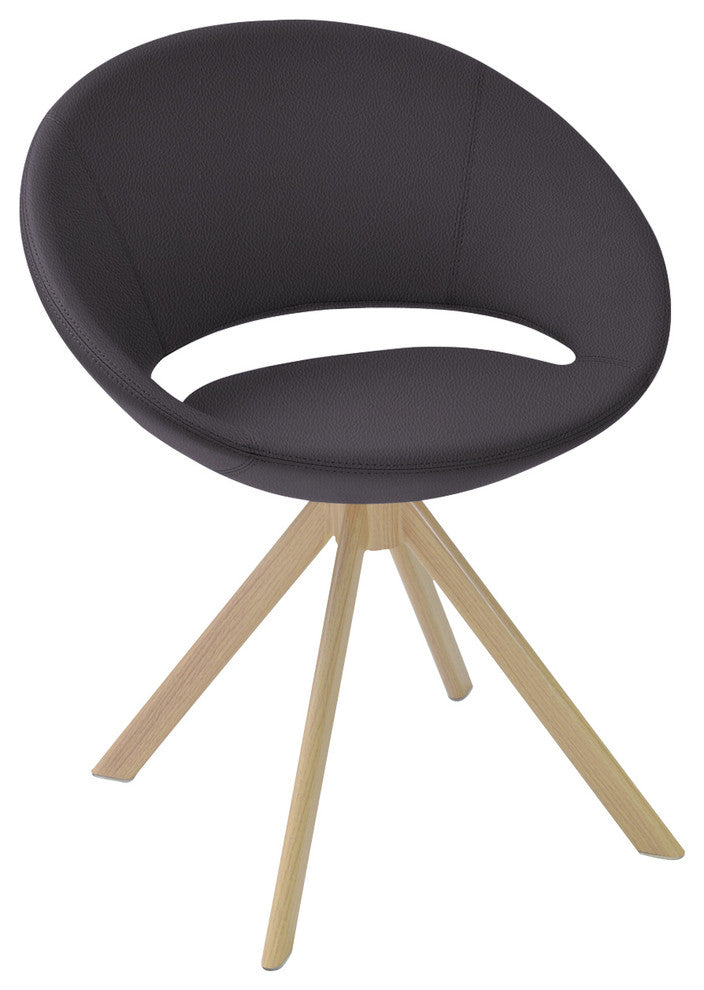 Crescent Sword Dining Chair, Natural Veneer Steel Base, Gray Ppm