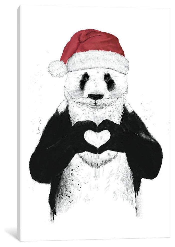 "Santa Panda" by Balazs Solti, Canvas Print, 40"x26"