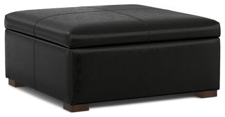 Gabbie Square Coffee Table Storage Ottoman, Midnight Black