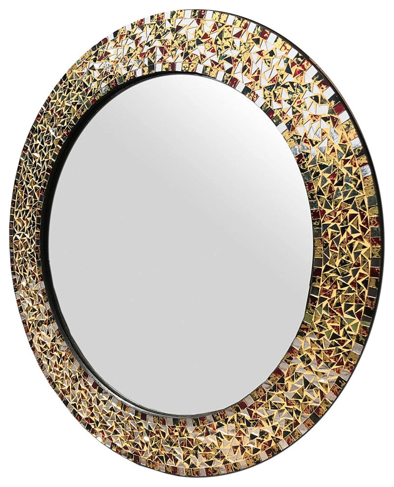 24" Traditional Decorative Mosaic Wall Mirror(Gemstone Rainbow) by DecorShore