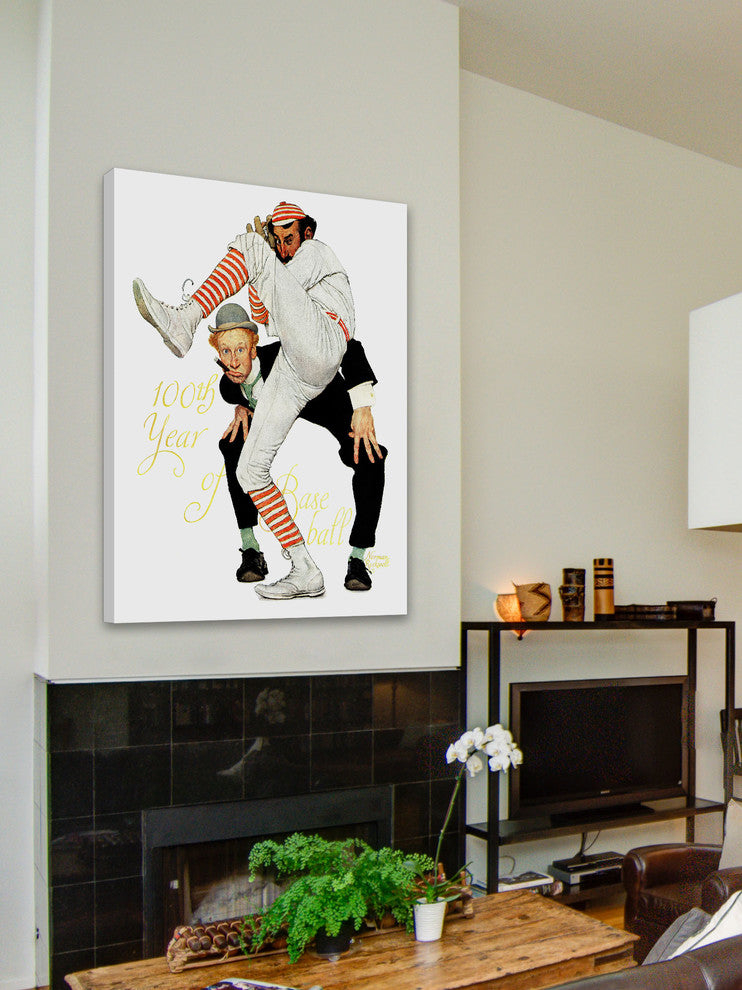 "100th Anniversary of Baseball" Print on Canvas by Norman Rockwell