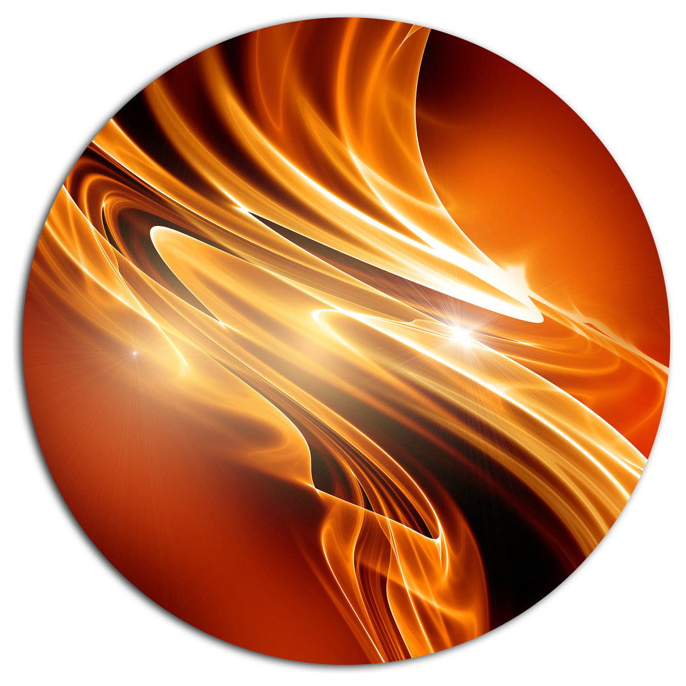 Golden Abstract Fractal Design, Abstract Large Disc Metal Wall Art, 36"