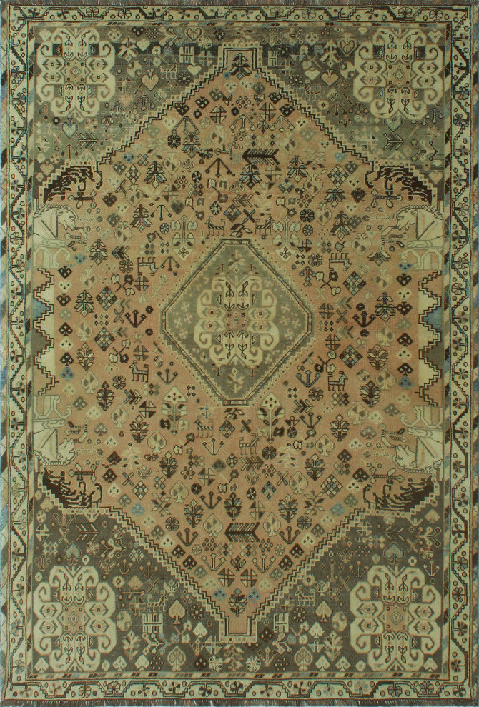 Fine Vintage Distressed Enyd Beige Rug