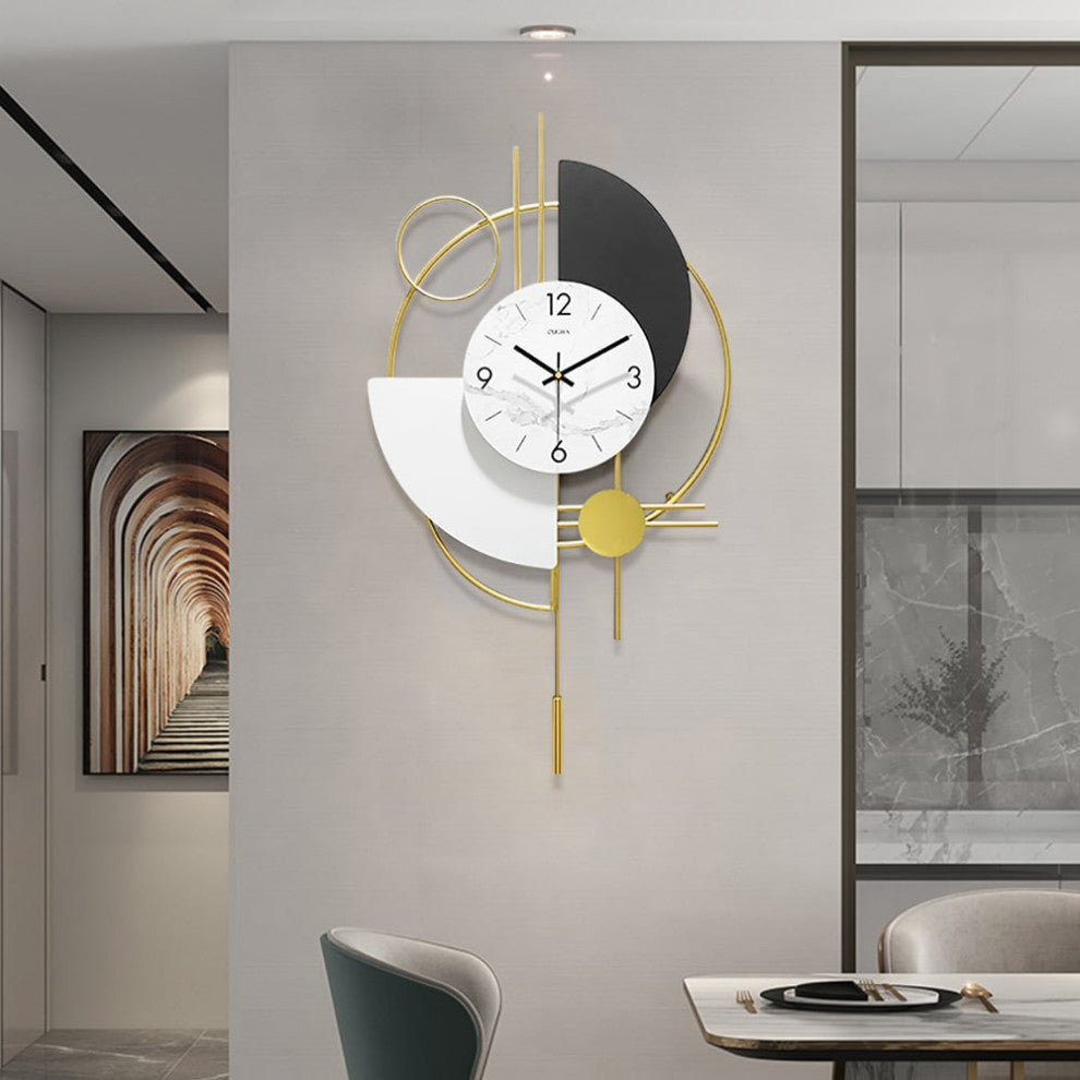 Modern 16.5" Decorative Big Wall Clocks for Living Room 3D Round Wall Clock