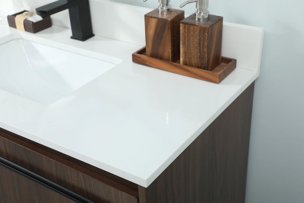 Sue 40" Single Bathroom Vanity, Walnut, With Backsplash