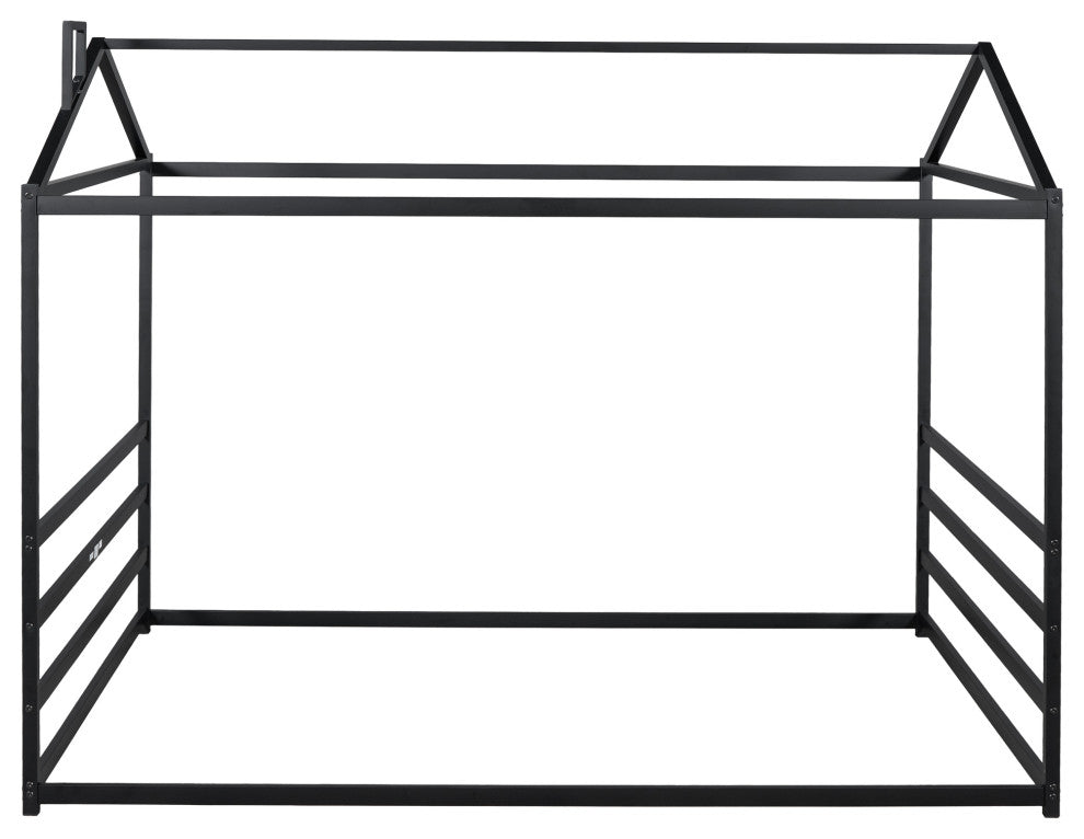 Gewnee Metal House Shape Platform Bed, Black, Queen