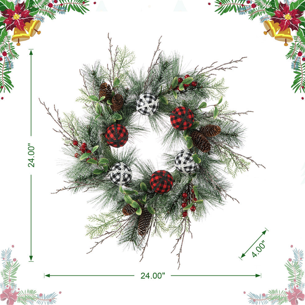 24"D Frosted Ornament Wreath