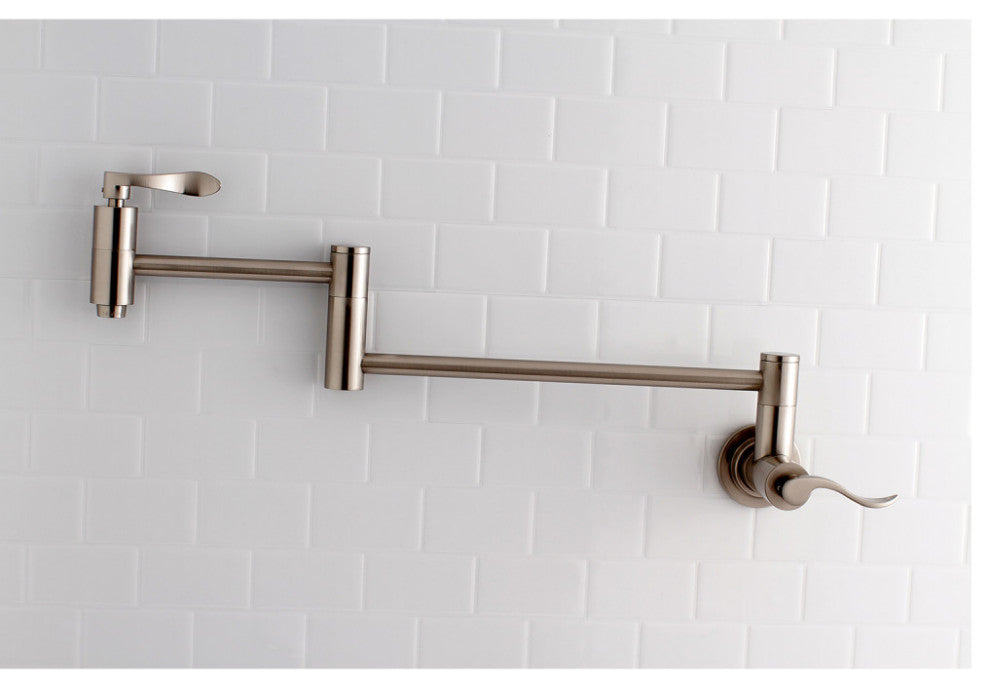Kingston Brass KS8108DFL Wall Mount Pot Filler Kitchen Faucet, Brushed Nickel