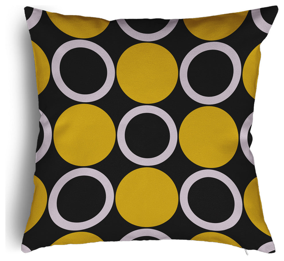 Mod Circles Accent Pillow With Removable Insert, Mustard, 16"x16"