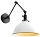 Essex Farmhouse Style Wall Lamp, Adjustable Swing Arm, 10" White Metal Shade