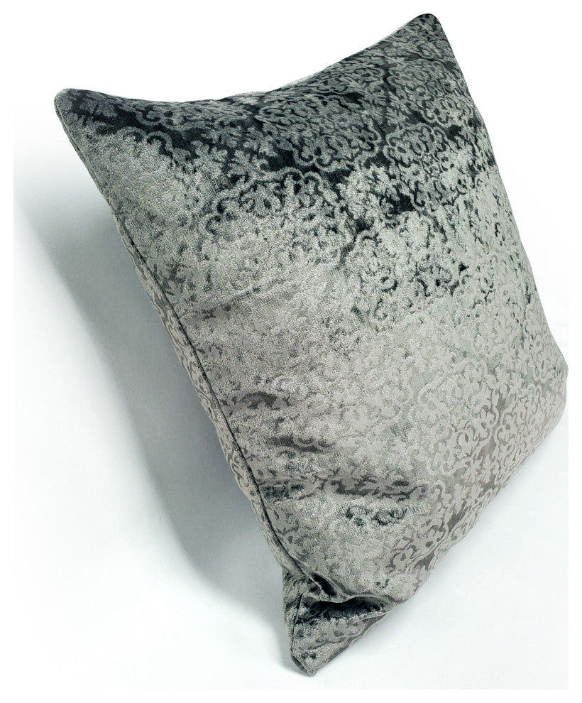 Artemis Pewter Gray Velvet Throw Pillow 20x20, with Polyfill Insert