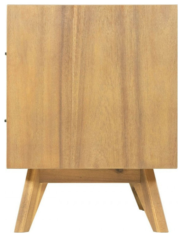 Natural Light Mocha Contemporary Nightstand with Two Drawers