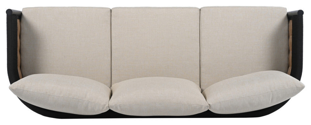 Safavieh Harrison Indoor-Outdoor 3 Seater Sofa, Black/Taupe