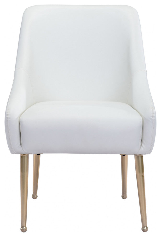 Gold and White Faux Leather Comfy Armchair
