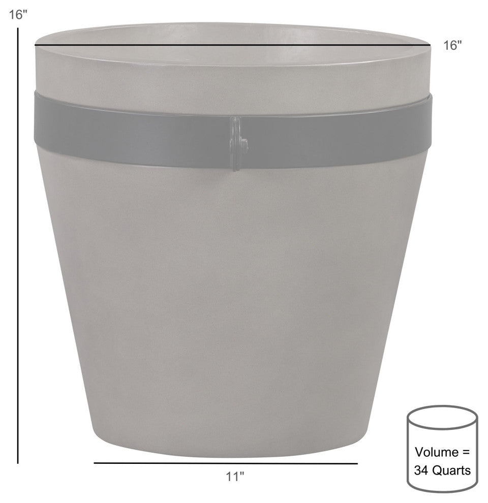 Obsidian Medium Indoor/Outdoor Planter, Gray Concrete With Black Accent