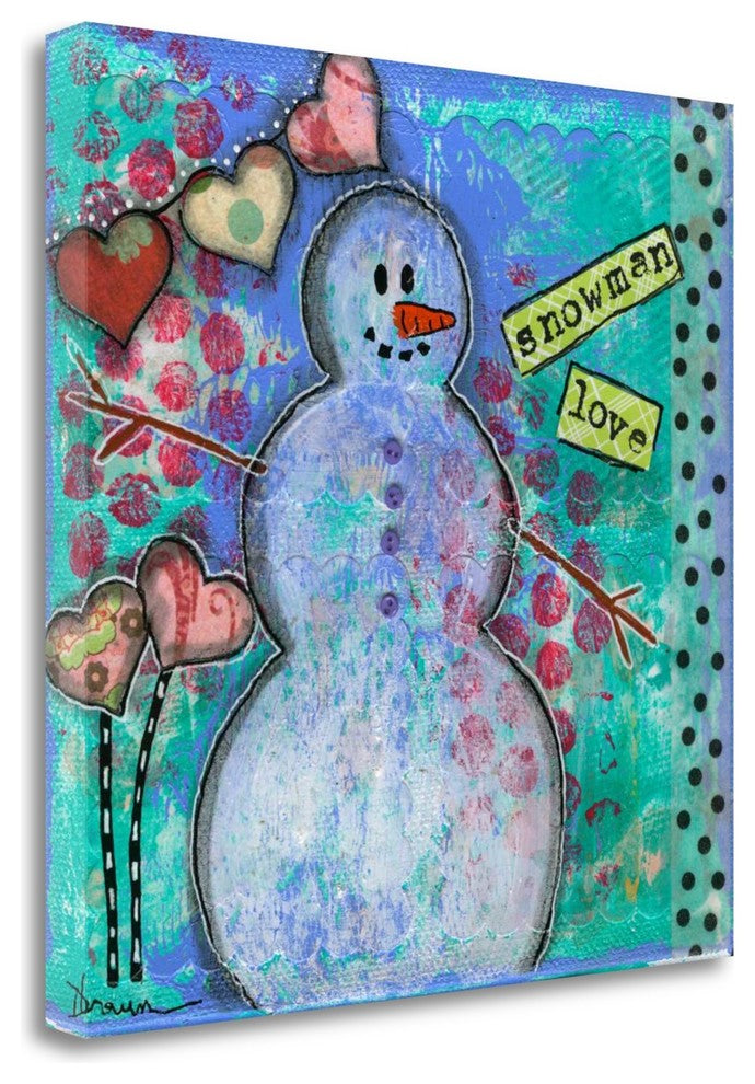 "Snowman Love" By Denise Braun,Ready to Hang Giclee Print on Gallery Wrap Canvas