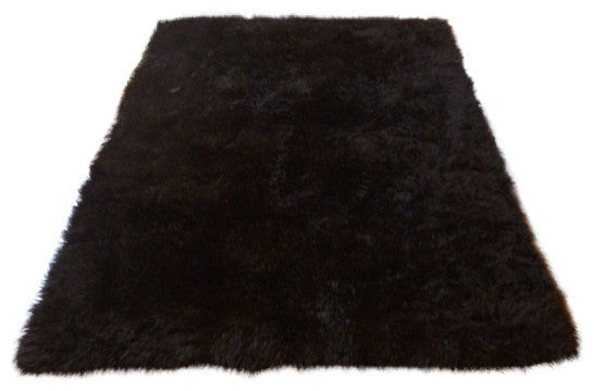 Super Plush Brown Faux Fur Area Rug 3'5x4'6 Medium