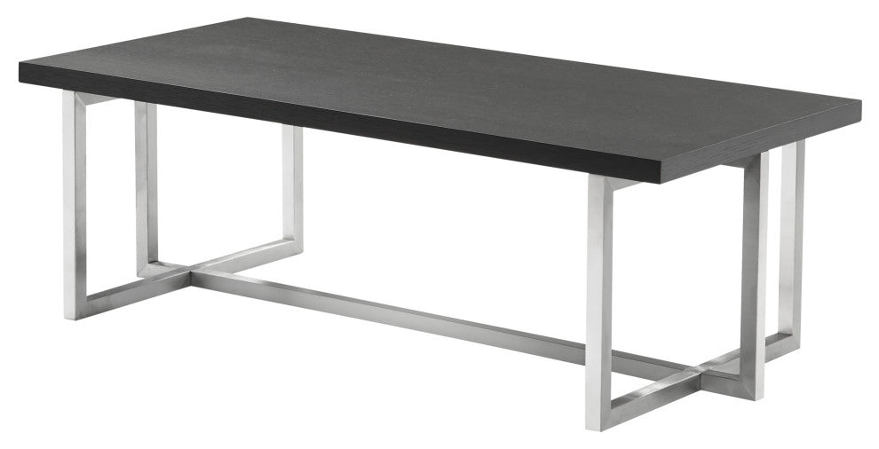 Topaz Contemporary Rectangular Coffee Table In Brushed Stainless Steel