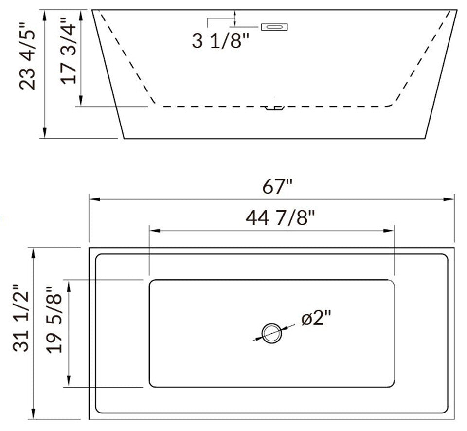 Woodbridge 67'' Freestanding Bathtub Contemporary Soaking Tub